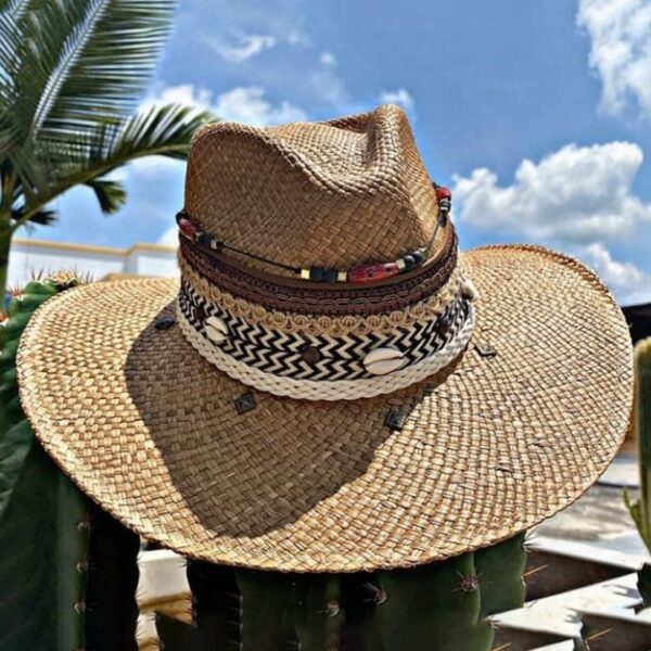 decorated hat, hats decorated in Colombia, personalized hats made from iraca palm, handmade hats with embroidery, test1234, Handmade Indiana Hat For Men