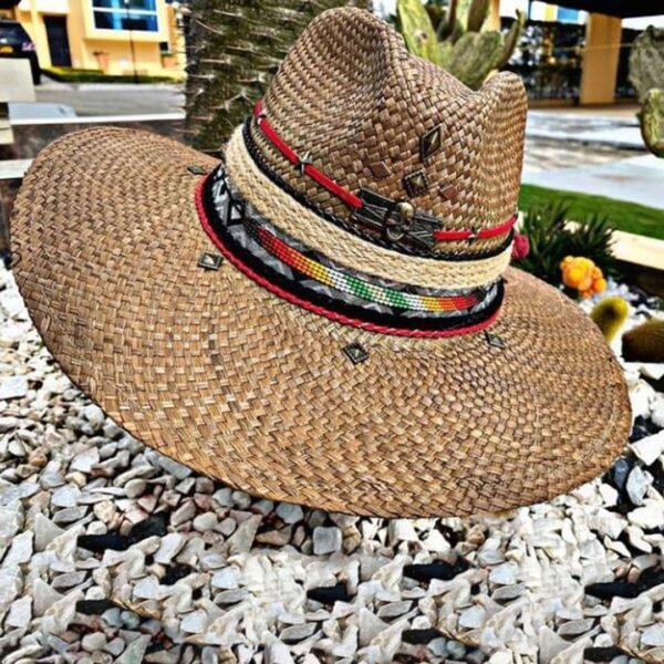 decorated hat, hats decorated in Colombia, personalized hats made from iraca palm, handmade hats with embroidery, test1234, Handmade Indiana Hat For Men