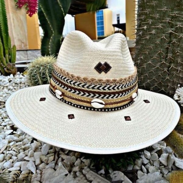 decorated hat, hats decorated in Colombia, personalized hats made from iraca palm, handmade hats with embroidery, test1234, Handmade Indiana Hat For Men
