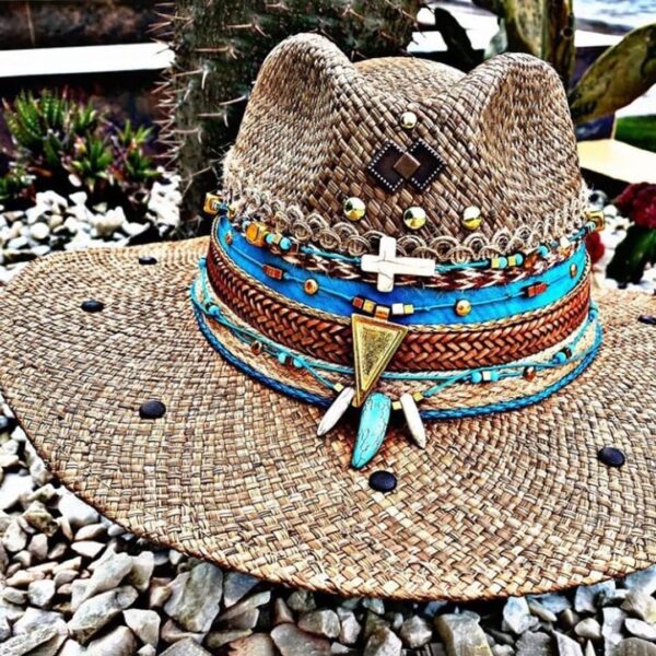 decorated hat, hats decorated in Colombia, personalized hats made from iraca palm, handmade hats with embroidery, test1234, Handmade Indiana Hat For Men