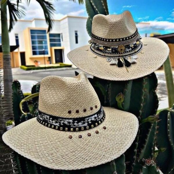 decorated hat, hats decorated in Colombia, personalized hats made from iraca palm, handmade hats with embroidery, test1234, Handmade Indiana Hat For Men