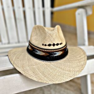decorated hat, hats decorated in Colombia, personalized hats made from iraca palm, handmade hats with embroidery, test1234, Mens Indiana Hat In Natural Iraca Straw