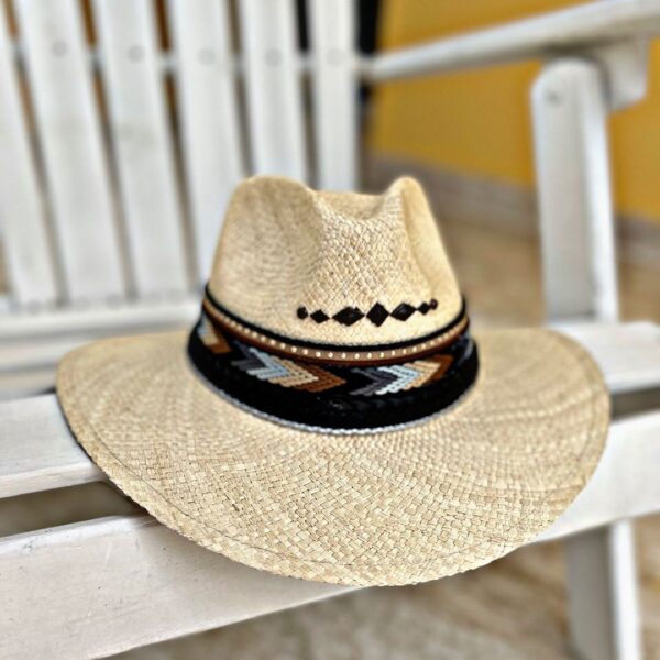 decorated hat, hats decorated in Colombia, personalized hats made from iraca palm, handmade hats with embroidery, test1234, Mens Indiana Hat In Natural Iraca Straw