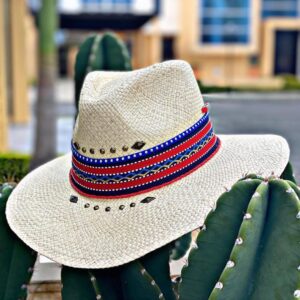 decorated hat, hats decorated in Colombia, personalized hats made from iraca palm, handmade hats with embroidery, test1234, Mens Indiana Hat In Natural Iraca Straw