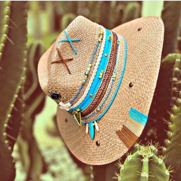 decorated hat, hats decorated in Colombia, personalized hats made from iraca palm, handmade hats with embroidery, test1234, Mens Indiana Tribe Hat