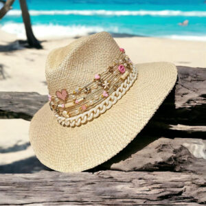 decorated hat, hats decorated in Colombia, personalized hats made from iraca palm, handmade hats with embroidery, test1234, Natural Indiana Hat