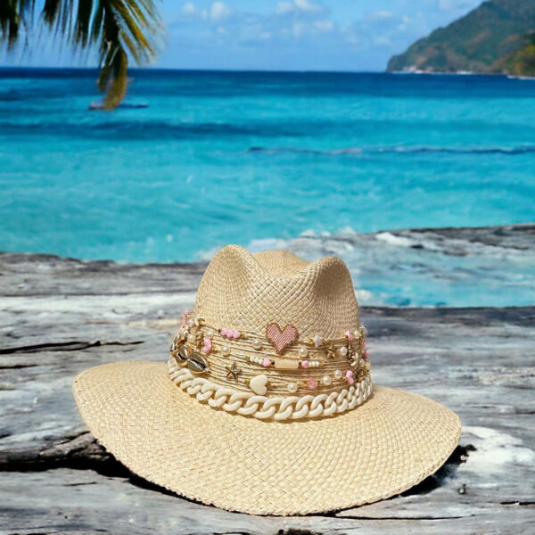 decorated hat, hats decorated in Colombia, personalized hats made from iraca palm, handmade hats with embroidery, test1234, Natural Indiana Hat