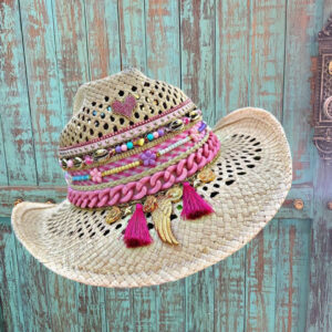 decorated hat, hats decorated in Colombia, personalized hats made from iraca palm, handmade hats with embroidery, test1234, Natural Openwork Rose Hat