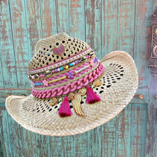 decorated hat, hats decorated in Colombia, personalized hats made from iraca palm, handmade hats with embroidery, test1234, Natural Openwork Rose Hat