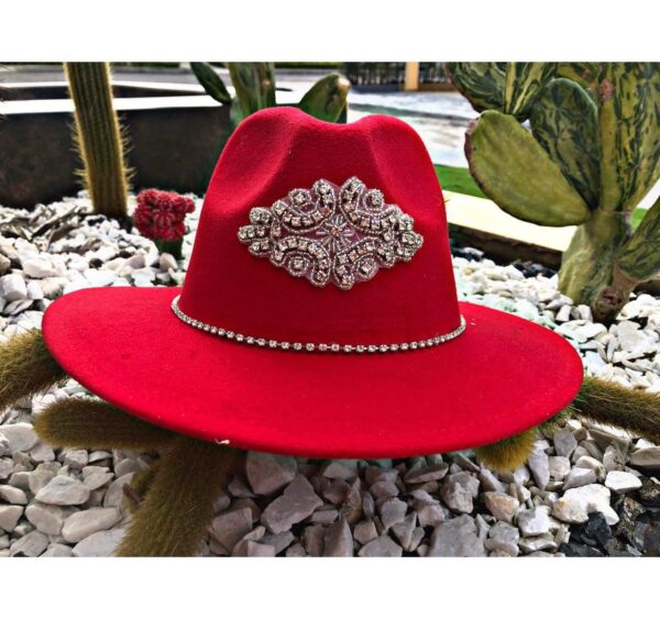 red women's fedora hat 220403011-001