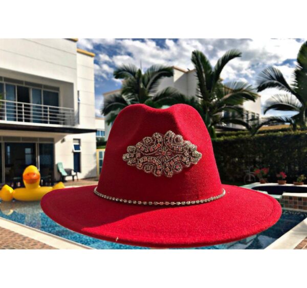 red women's fedora hat 220403011-002