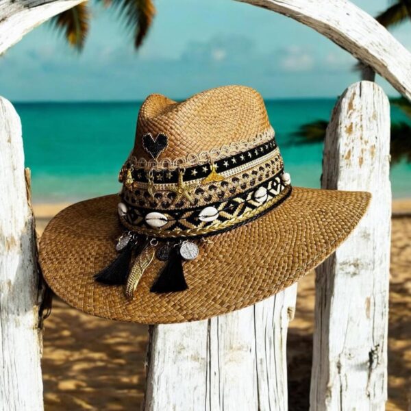 decorated hat, hats decorated in Colombia, personalized hats made from iraca palm, handmade hats with embroidery, test1234, Rock Indiana Hat