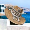 decorated hat, hats decorated in Colombia, personalized hats made from iraca palm, handmade hats with embroidery, test12345, Vintage Brown Indiana Hat