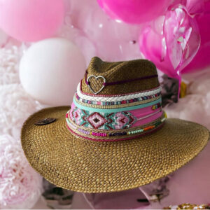 decorated hat, hats decorated in Colombia, personalized hats made from iraca palm, handmade hats with embroidery, test1234, Vintage Brown Indiana Hat