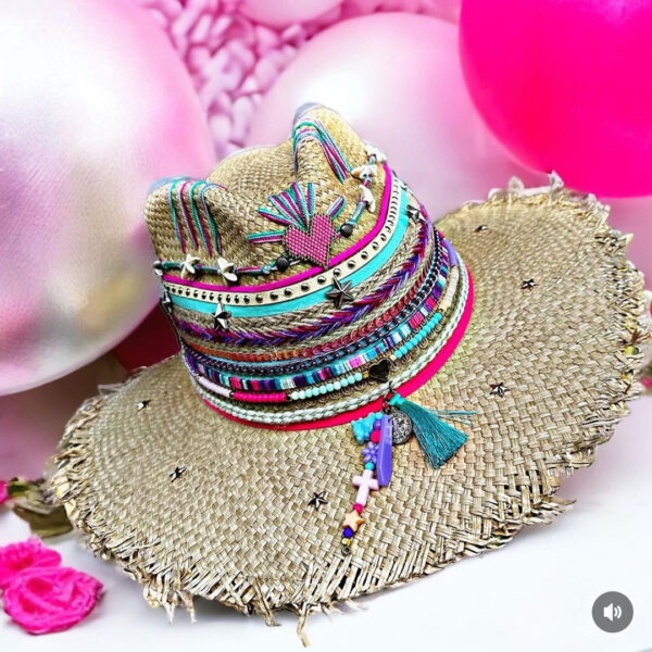 decorated hat, hats decorated in Colombia, personalized hats made from iraca palm, handmade hats with embroidery, test1234, Vintage Frayed Indiana Hat In Natural Color