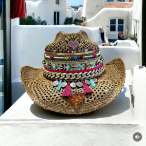 decorated hat, hats decorated in Colombia, personalized hats made from iraca palm, handmade hats with embroidery, test1234, Vintage Openwork Hat In Brown Color