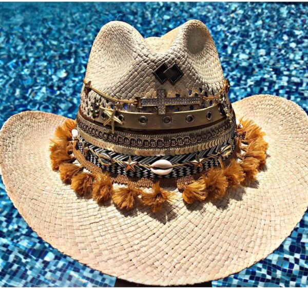 decorated hat, hats decorated in Colombia, personalized hats made from iraca palm, handmade hats with embroidery, test1234, Womens Decorated Cowboy Hat