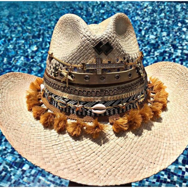 Womens Decorated Cowboy Hat decorated hat, hats decorated in Colombia, personalized hats made from iraca palm, handmade hats with embroidery, test1234, Womens Decorated Cowboy Hat