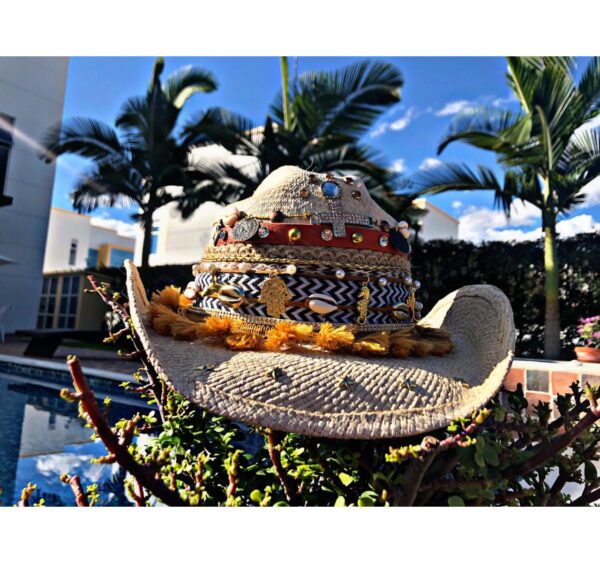 decorated hat, hats decorated in Colombia, personalized hats made from iraca palm, handmade hats with embroidery, test1234, Womens Decorated Cowboy Hat
