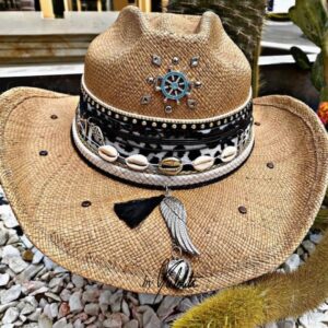 decorated hat, hats decorated in Colombia, personalized hats made from iraca palm, handmade hats with embroidery, test1234, Womens Decorated Cowboy Hat
