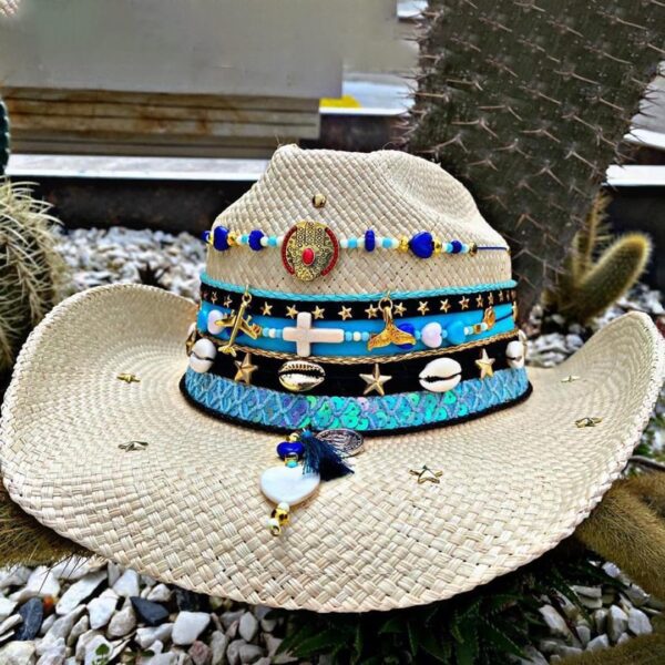 decorated hat, hats decorated in Colombia, personalized hats made from iraca palm, handmade hats with embroidery, test1234, Womens Decorated Cowboy Hat
