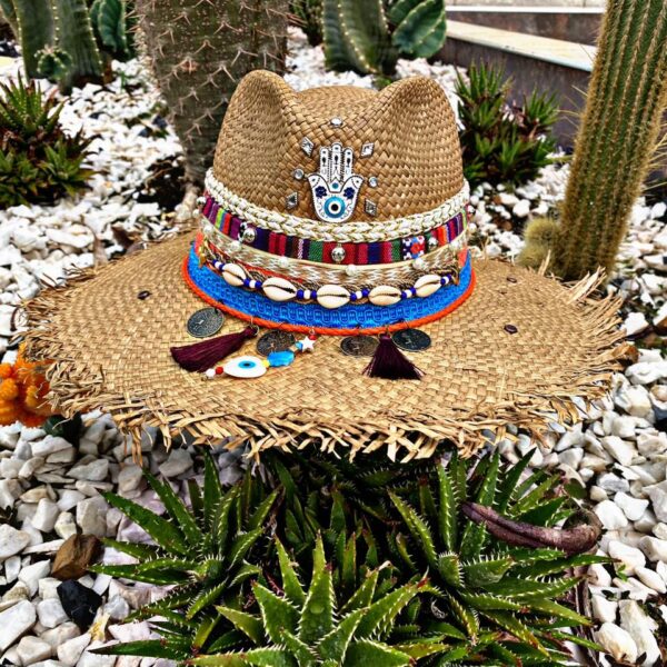 Womens Decorated Frayed Indiana Hat decorated hat, hats decorated in Colombia, personalized hats made from iraca palm, handmade hats with embroidery, test1234, Womens Decorated Frayed Indiana Hat