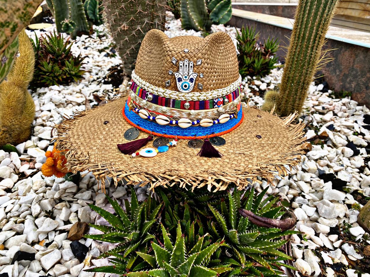 Womens Decorated Frayed Indiana Hat