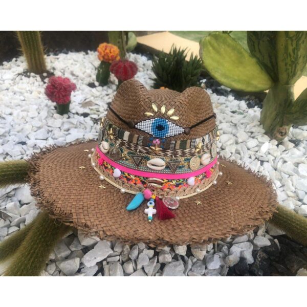 decorated hat, hats decorated in Colombia, personalized hats made from iraca palm, handmade hats with embroidery, test1234, Womens Decorated Frayed Indiana Hat