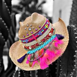 decorated hat, hats decorated in Colombia, personalized hats made from iraca palm, handmade hats with embroidery, test1234, Womens Gypsy Cowboy Haty
