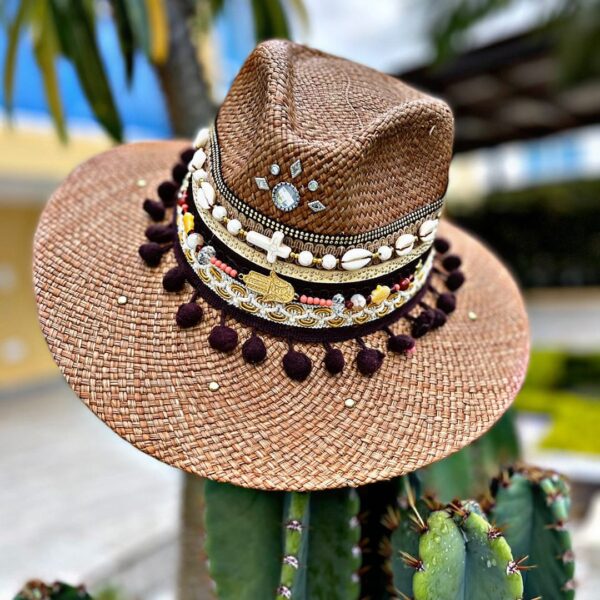 decorated hat, hats decorated in Colombia, personalized hats made from iraca palm, handmade hats with embroidery, test1234, Womens Handwoven Indiana Hat