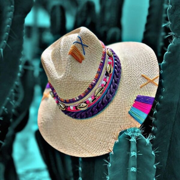 decorated hat, hats decorated in Colombia, personalized hats made from iraca palm, handmade hats with embroidery, test1234, Womens Indiana Tribe Hat