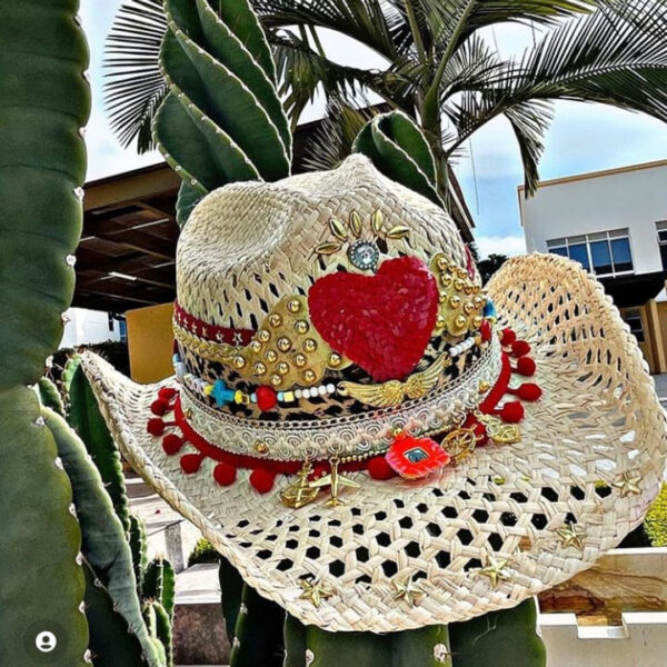 decorated hat, hats decorated in Colombia, personalized hats made from iraca palm, handmade hats with embroidery, test1234, Womens Openwork Hat Nieve