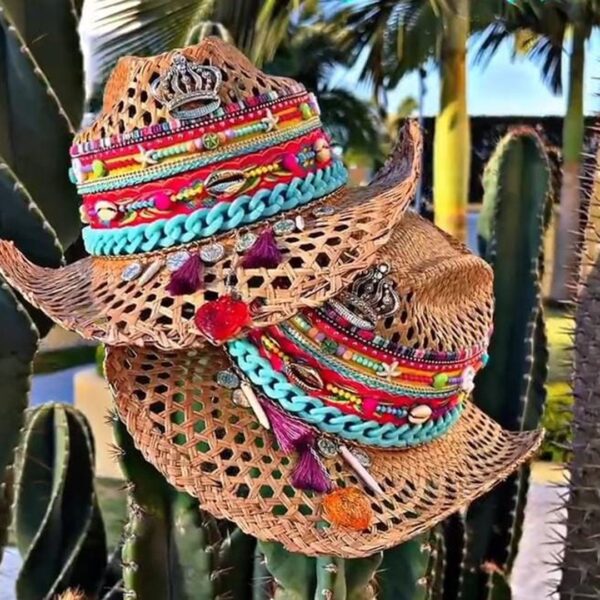 decorated hat, hats decorated in Colombia, personalized hats made from iraca palm, handmade hats with embroidery, test1234, Womens Openwork Hat Queen