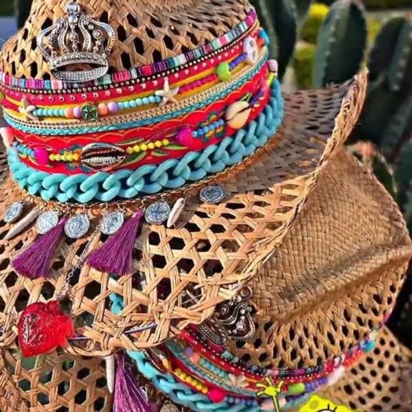 decorated hat, hats decorated in Colombia, personalized hats made from iraca palm, handmade hats with embroidery, test1234, Womens Openwork Hat Queen