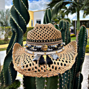decorated hat, hats decorated in Colombia, personalized hats made from iraca palm, handmade hats with embroidery, test1234, Womens Openwork Hat Star