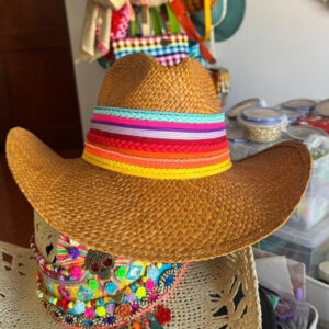 decorated hat, hats decorated in Colombia, personalized hats made from iraca palm, handmade hats with embroidery, test1234, Colour Splash Brown Decorated Indiana Hat