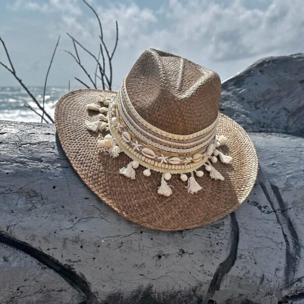 decorated hat, hats decorated in Colombia, personalized hats made from iraca palm, handmade hats with embroidery, test1234, Coral Brown Indiana Hat