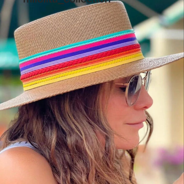 decorated hat, hats decorated in Colombia, personalized hats made from iraca palm, handmade hats with embroidery, test1234, Cordobes Hat Colour Splash Brown
