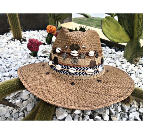 decorated hat, hats decorated in Colombia, personalized hats made from iraca palm, handmade hats with embroidery, test1234, Decorated Indiana Hat For Women