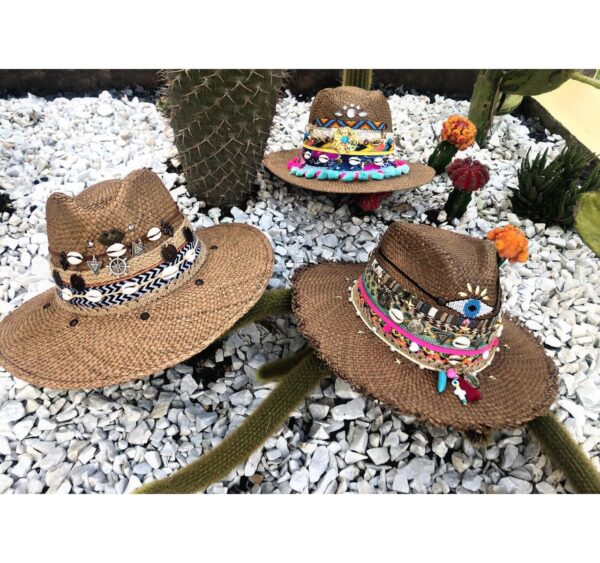 decorated hat, hats decorated in Colombia, personalized hats made from iraca palm, handmade hats with embroidery, test1234, Decorated Indiana Hat For Women