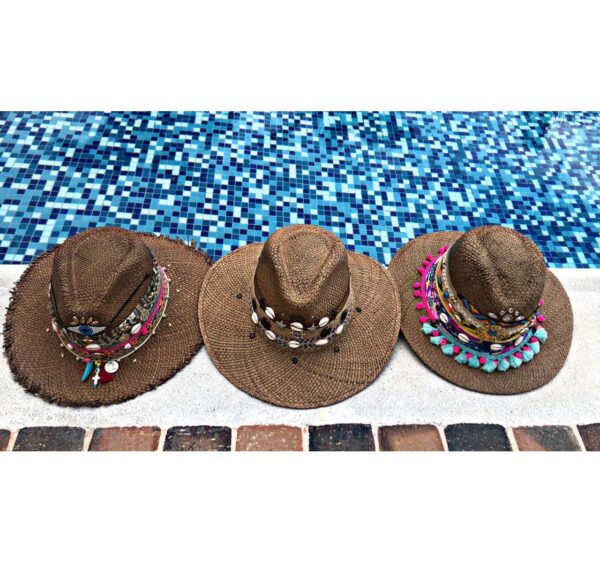 decorated hat, hats decorated in Colombia, personalized hats made from iraca palm, handmade hats with embroidery, test1234, Decorated Indiana Hat For Women