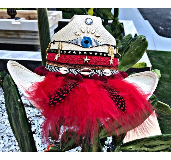 decorated hat, hats decorated in Colombia, personalized hats made from iraca palm, handmade hats with embroidery, test1234, Decorated Indiana Hat For Women