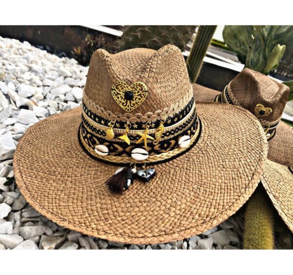 decorated hat, hats decorated in Colombia, personalized hats made from iraca palm, handmade hats with embroidery, test1234, Decorated Indiana Hat For Women