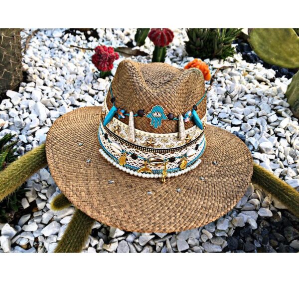 decorated hat, hats decorated in Colombia, personalized hats made from iraca palm, handmade hats with embroidery, test1234, Decorated Indiana Hat For Women