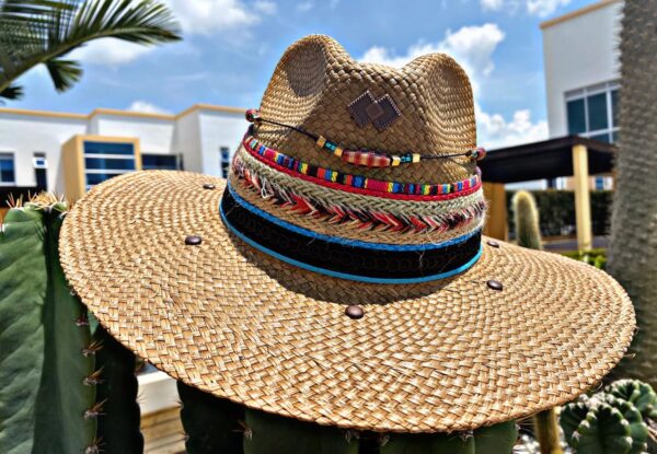 decorated hat, hats decorated in Colombia, personalized hats made from iraca palm, handmade hats with embroidery, test1234, Decorated Indiana Hat For Women