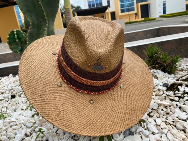 decorated hat, hats decorated in Colombia, personalized hats made from iraca palm, handmade hats with embroidery, test1234, Decorated Indiana Hat For Women