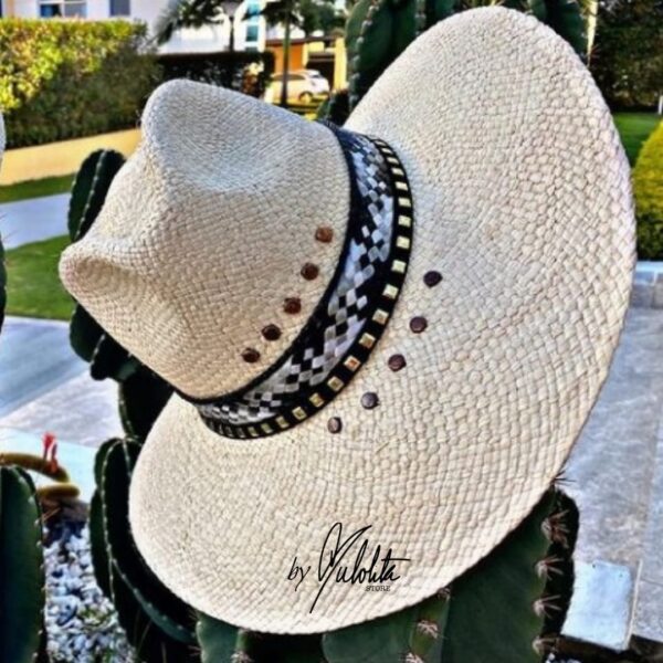 decorated hat, hats decorated in Colombia, personalized hats made from iraca palm, handmade hats with embroidery, test1234, Decorated Indiana Hat For Women