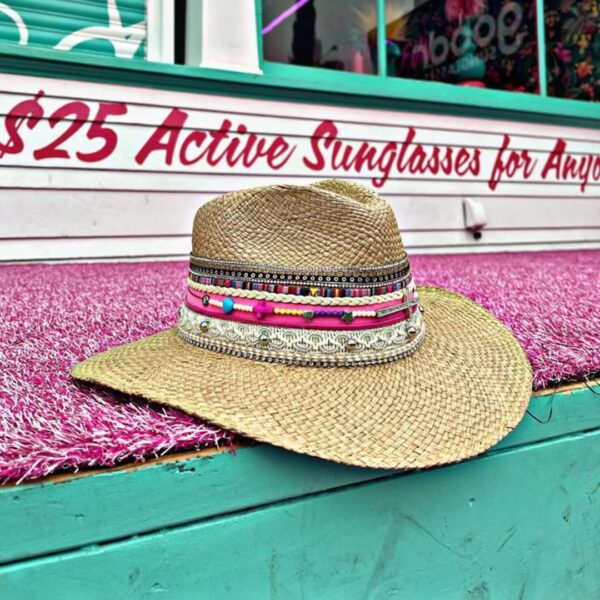 decorated hat, hats decorated in Colombia, personalized hats made from iraca palm, handmade hats with embroidery, test1234, Decorated Indiana Hat For Women