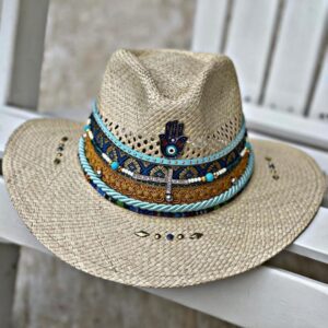 decorated hat, hats decorated in Colombia, personalized hats made from iraca palm, handmade hats with embroidery, test1234, Decorated Indiana Hat For Women