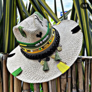 decorated hat, hats decorated in Colombia, personalized hats made from iraca palm, handmade hats with embroidery, test1234, Decorated Natural Bamboo Indiana Hat